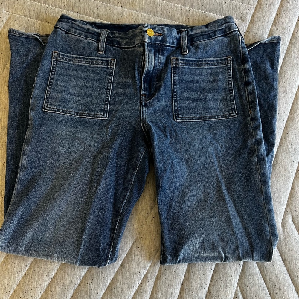 EXPRESS Classic Blue Denim Jeans 70s Flare Mid Rise
